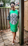"Resilient" African print shift dress with flare sleeves