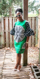 "Resilient" African print shift dress with flare sleeves